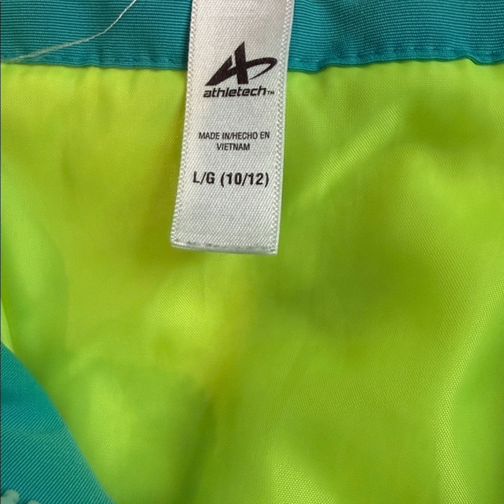 Athletech Girls Teal and Neon Yellow Sequin WinterJacket Size L (10/12) - Picture 3 of 7